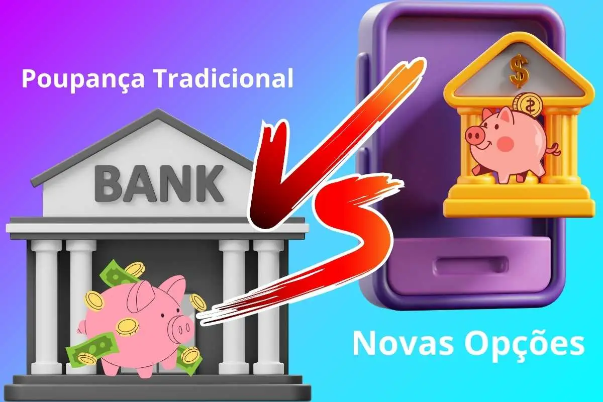 imagem animada de porquinho da poupança vs novas opções.